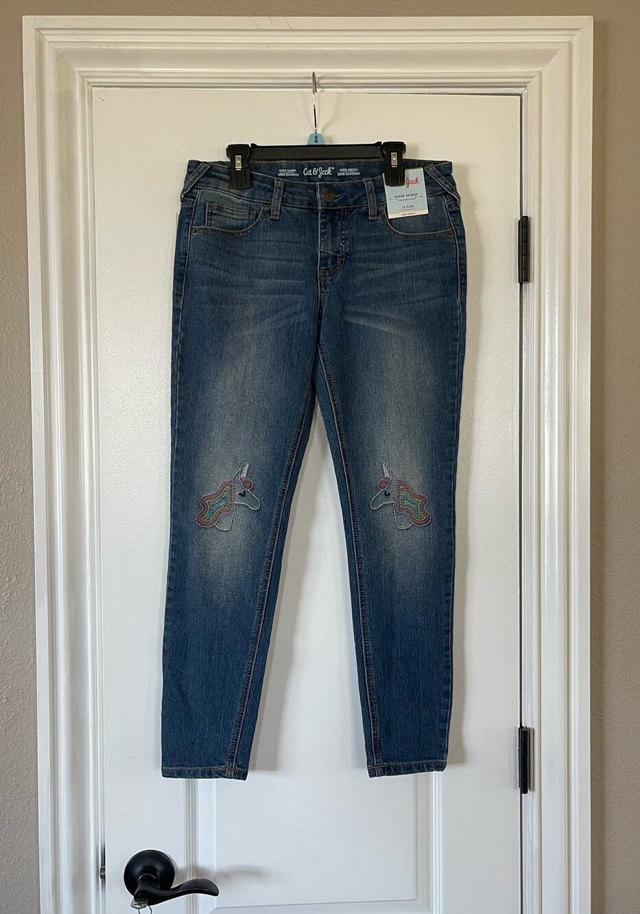 BNWT Cat and Jack Super Skinny Super Stretch Unicorn Girls Jeans Size 12 Plus